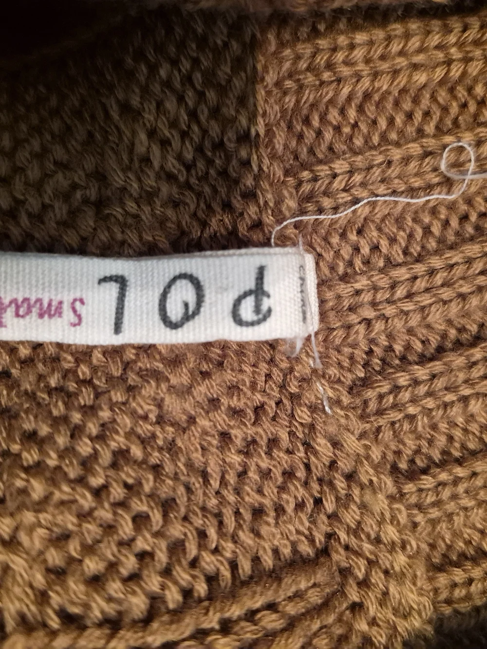 POL Cable-Knit Midi Sweater Dress in Camel Brown Cowl Neck Small